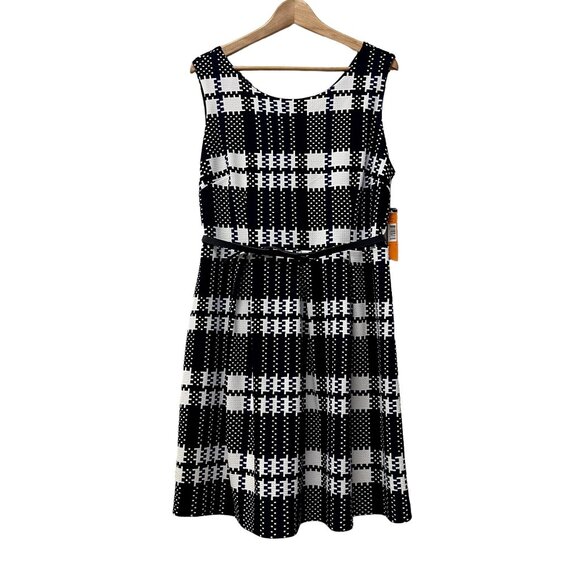 NWT I LE New York Blue & White Checkered Summer Belted Dress sz 12 - Picture 1 of 7